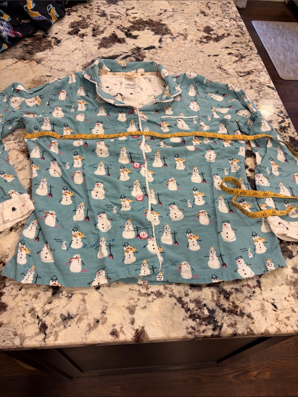 Munki Munki women’s Snowman Print Pajama Top - Blue